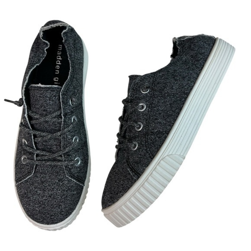 Madden Girl Marisa Dark Gray Sneakers Womens Kids Girls Size 6.5